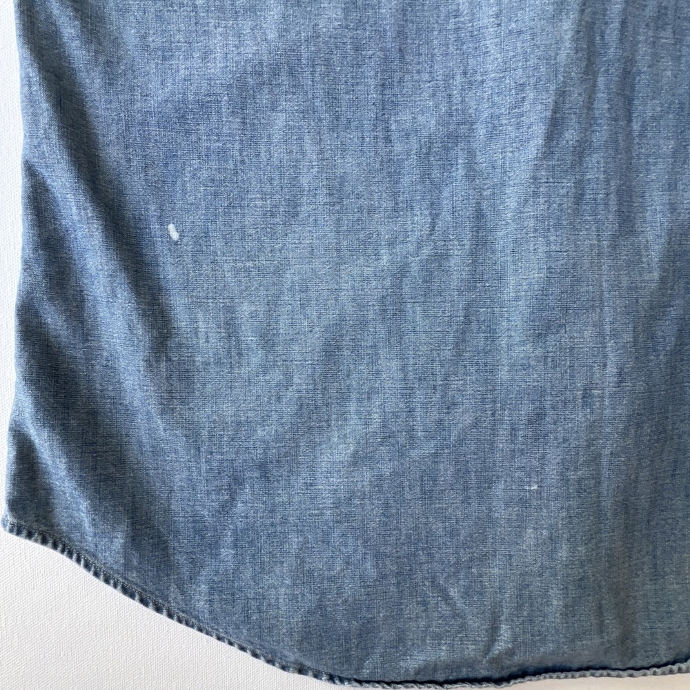 Polo Ralph Lauren Shirt Mens S Slim Fit Chambray Blue Long Sleeve Distressed - Picture 11 of 12